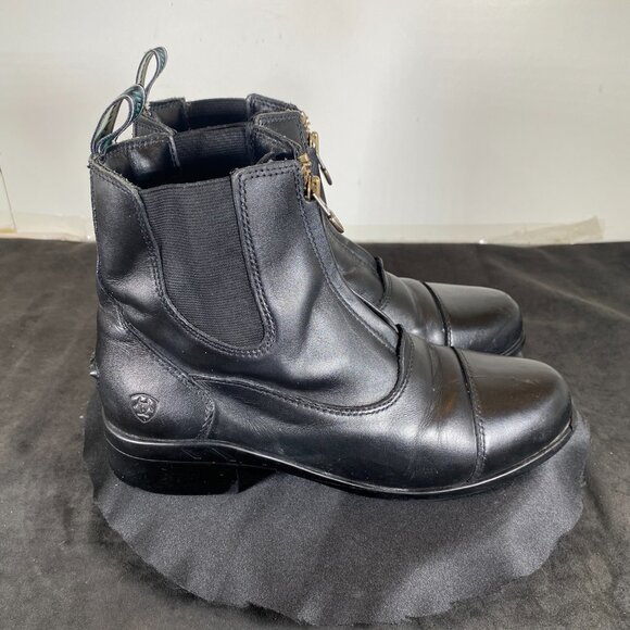 Women's Ariat, Size 4, Black Leather and Canvas Front Zip-up, Boots, - Picture 8 of 10